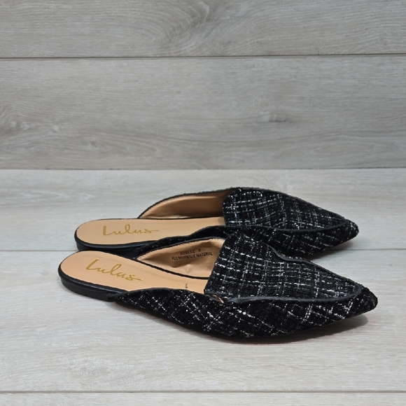 Lulu's Women Joelle Black Slip-On Shoes Flats Sz 8 - Picture 1 of 12